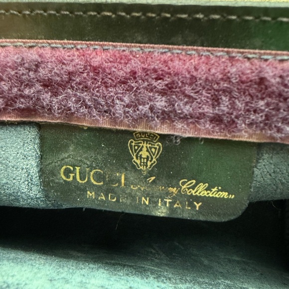 VINTAGE 80s GUCCI CLUTCH BLACK SUEDE HANDBAG PURSE - Picture 7 of 11